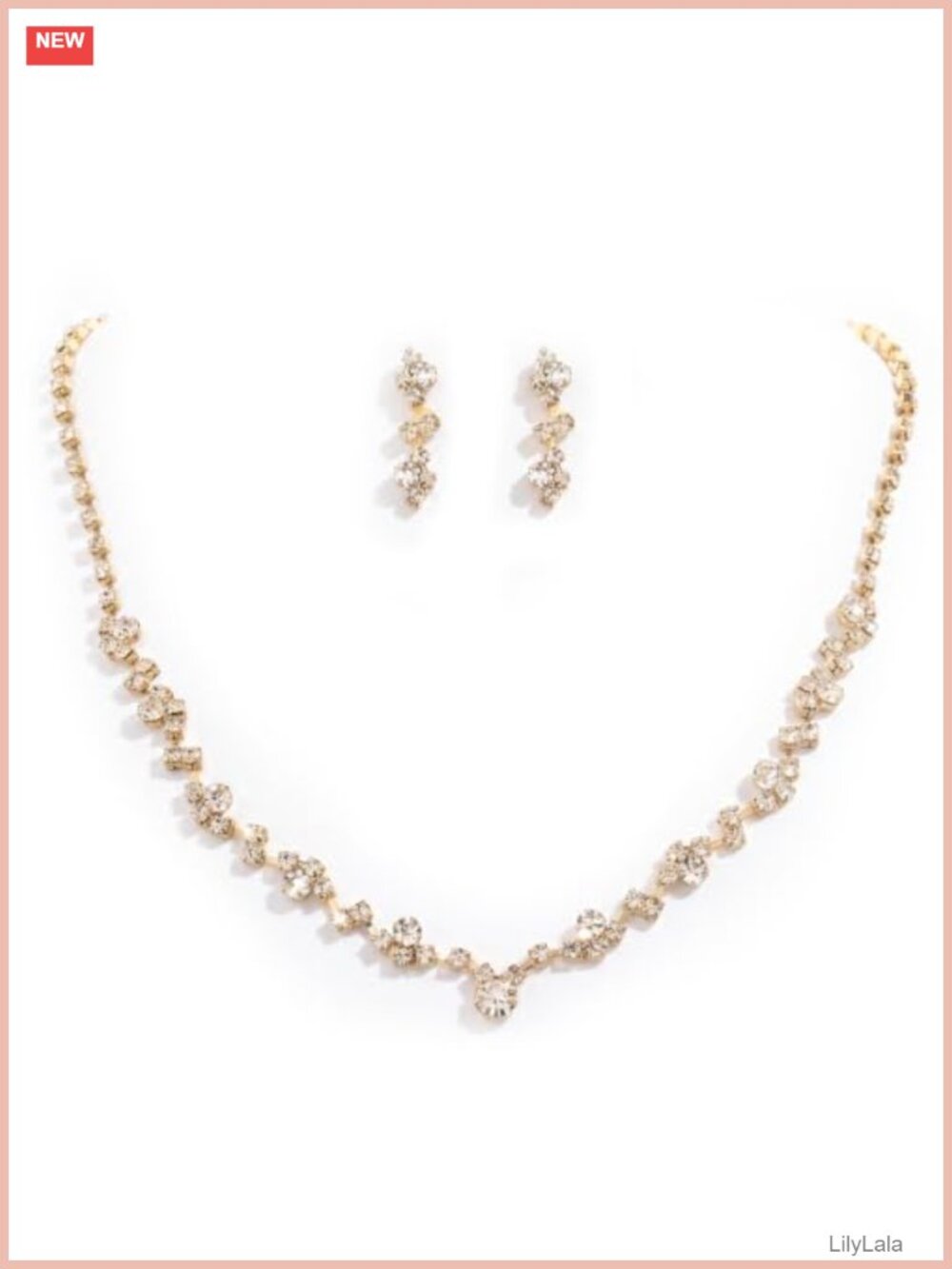 Crystal Rhinestone Bridal Necklace Earrings Set Wedding Choker Jewelry